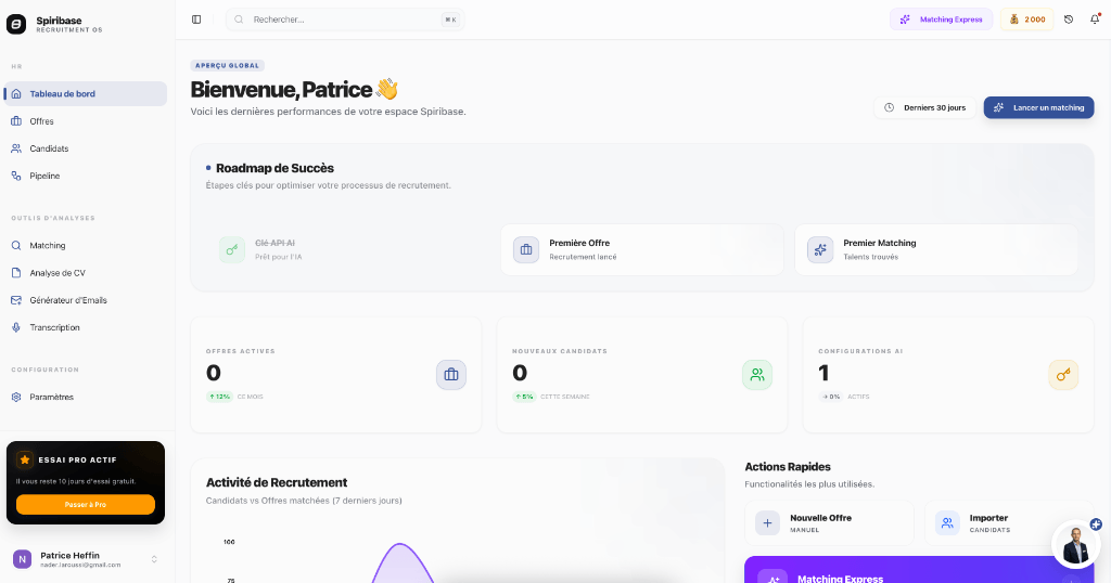 Spiribase Dashboard Interface