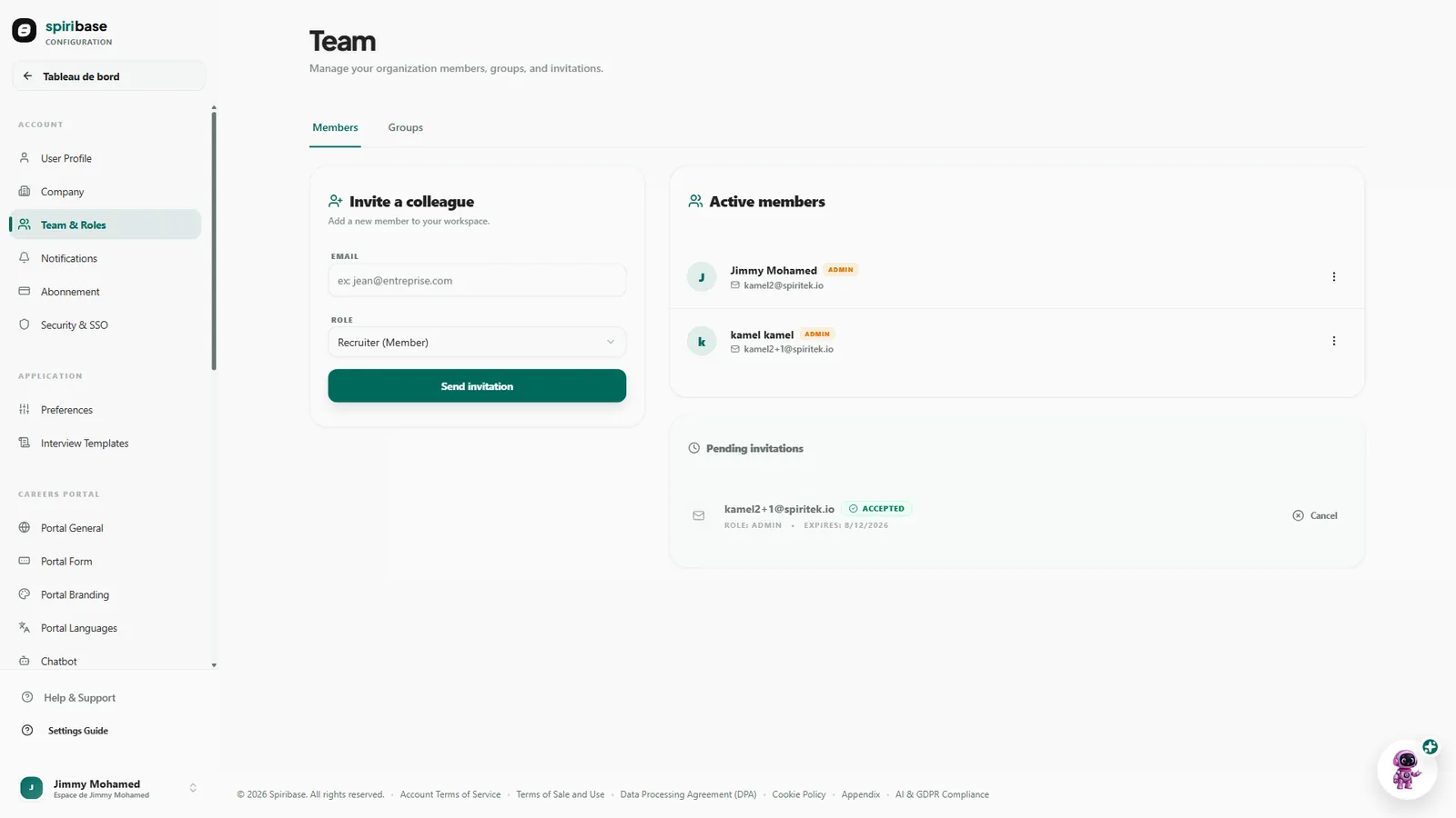 La gestion de l'équipe : rôles, sièges et invitations